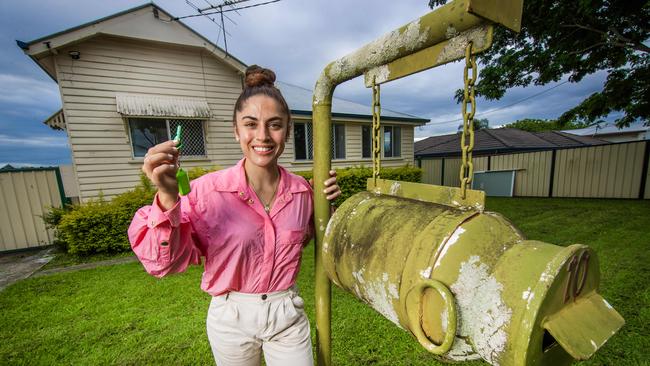 Alexis Iacovou, 25, bought her first property – a three-bedroom house in Woodridge – last year and is now on the road to greater gains. Picture: Nigel Hallett.