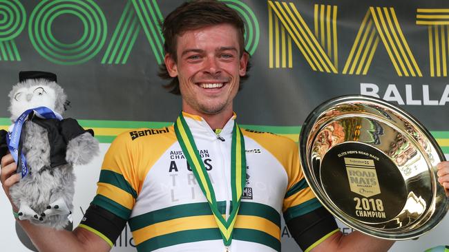 Alex Edmondson on the podium after his national championship victory. Picture: CON CHRONIS