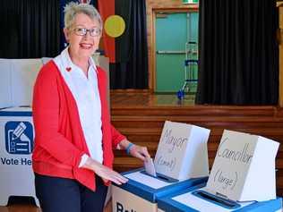 Councillor Jenny Dowell voting for the last time as Mayor of Lismore. . Picture: Mia Armitage