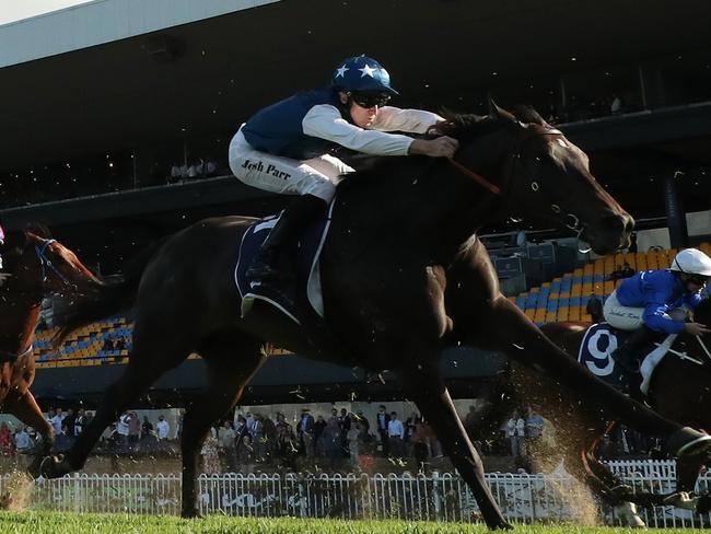 SYDNEY, AUSTRALIA - APRIL 27: Josh Parr  riding Wategos is seen in Race 8 VALE Lonhro during Sydney Racing at Rosehill Gardens on April 27, 2024 in Sydney, Australia. (Photo by Jeremy Ng/Getty Images)