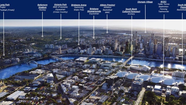 The venue masterplan for Brisbane's 2032 Olympic Games bid.