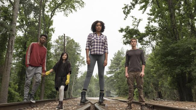 Skylan Brooks, Miya Cech, Amandla Stenberg and Harris Dickinson in a scene from The Darkest Minds. Picture: Daniel McFadden/Twentieth Century Fox via AP