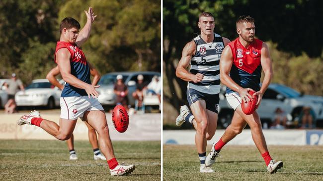 Surfers Paradise QAFL players Harrison Fraser and Kain Ford in action. Pictures: Brooke Sleep Media.