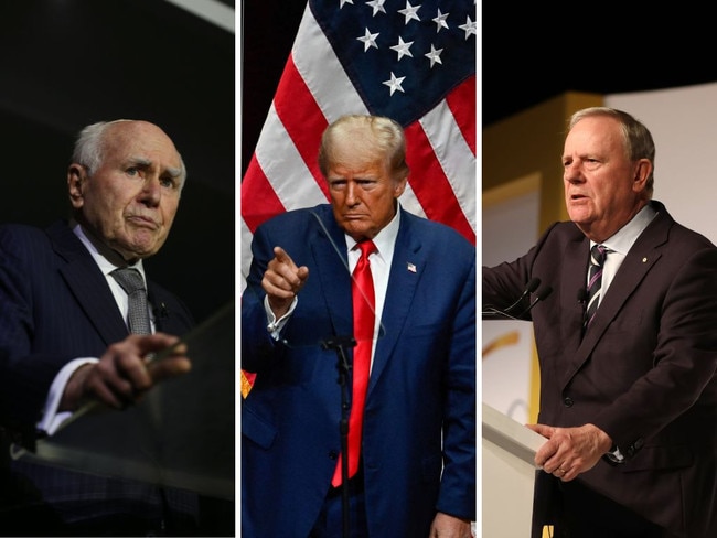 Former prime minister John Howard, US president-elect Donald Trump and former treasurer Peter Costello