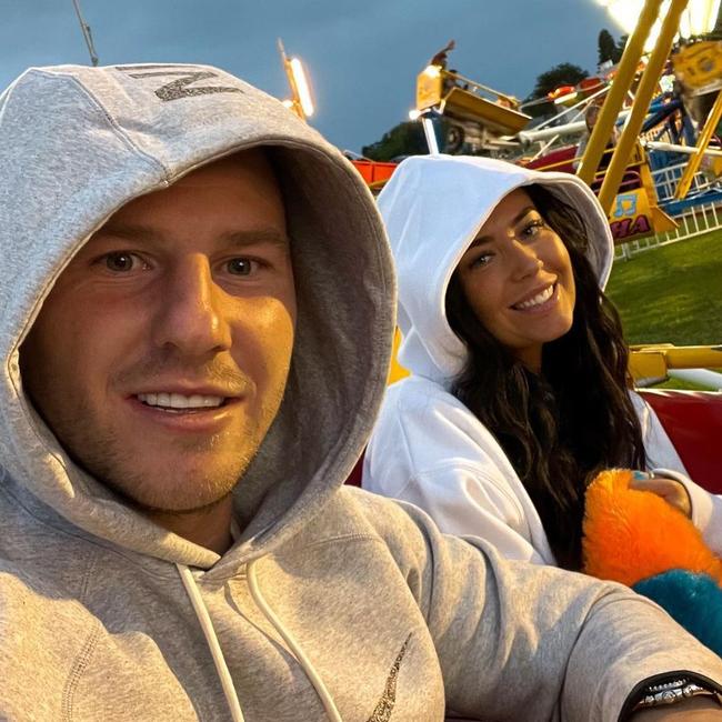 Canberra Raiders star George Williams with partner Charlotte Lewis in Batemans Bay. Picture Instagram