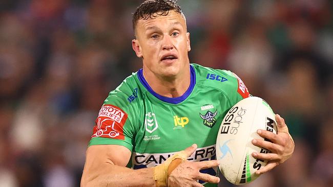 CANBERRA, AUSTRALIA - APRIL 29: Jack Wighton of the Raiders in action during the round eight NRL match between the Canberra Raiders and the South Sydney Rabbitohs at GIO Stadium, on April 29, 2021, in Canberra, Australia. (Photo by Mark Nolan/Getty Images)