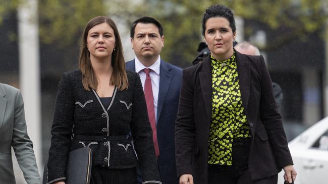 Brittany Higgins arrives to give evidence in front of an ACT Supreme Court jury in the rape trial of Bruce Lehrmann last October.