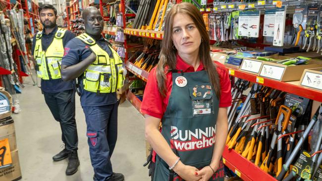 Bunnings manager Olivia Tsiaras has employed tactical guards at the warehouse in northern Melbourne after violent attacks against staff. Picture: Tony Gough