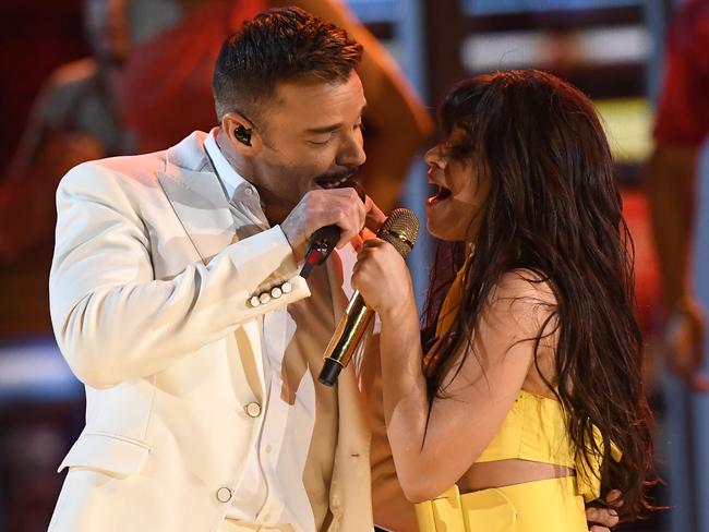 Ricky Martin and Camila Cabello perform onstage. Picture: Getty