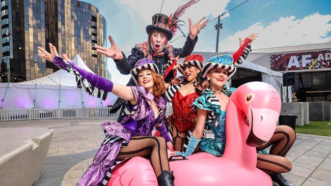 Pink Flamingo performers: Carla Doyle, Michelle Leung, Jerome Le Bon Choix and Phoebe Young. Picture: Russell Millard Photography