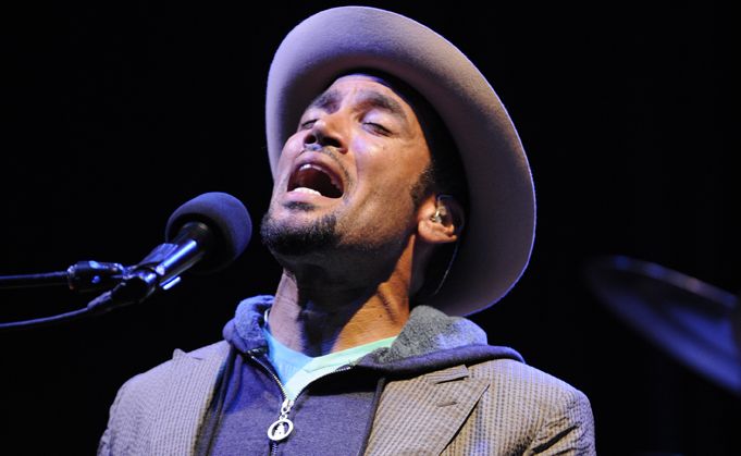 Ben Harper performs at Splendour in Grass 2010 at Woodford. Picture: Jay Cronan