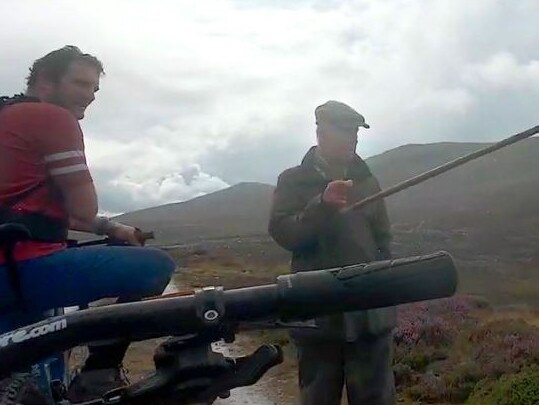 The monarch loves to go on long solo hikes at Balmoral for fitness as a group of mountain bikers who unexpectedly encountered him discovered. Picture: YouTube