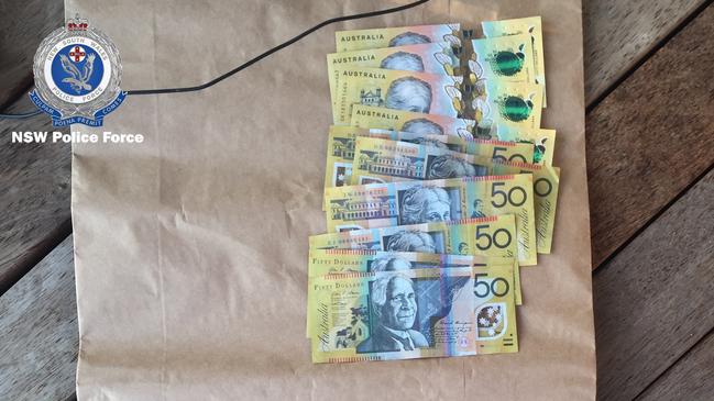 Cash police allegedly found and seized at the Turvey Park home of two co-accused. Picture: NSW Police Force