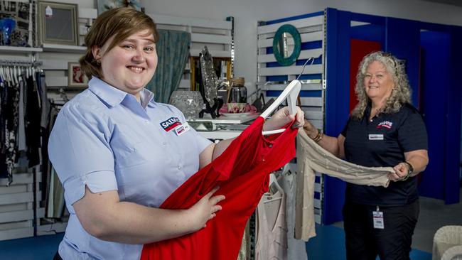 Op-shopping on the Gold Coast is now bigger and better than ever before as people join the sustainable movement. Volunteers, Amy Gibbons and Alwynne Andrulis. Picture: Jerad Williams