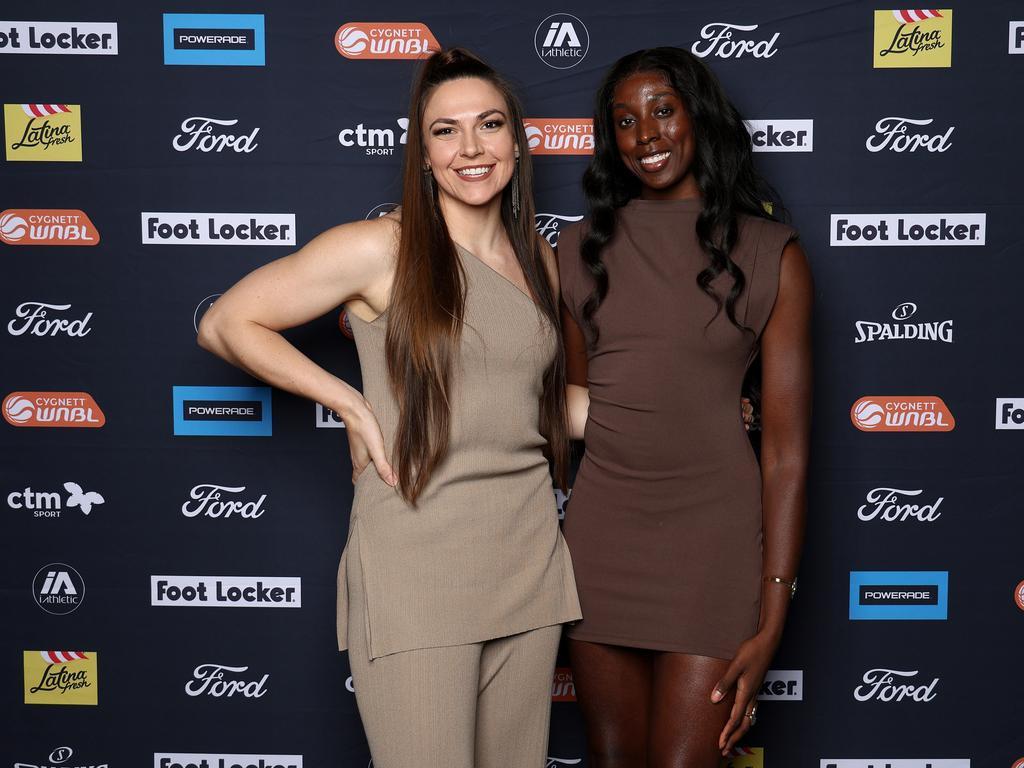 The Lynx’s Teige Morrell and Laeticia Amihere. Photo by Graham Denholm/Getty Images for WNBL