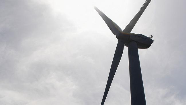 This photograph taken on March 21, 2024 shows the Demosath offshore wind turbine, off the coast of the Spanish Basque town of Armintza. Demosath is the first offshore wind turbine in Spain and can generate 2 MW of energy. (Photo by ANDER GILLENEA / AFP)