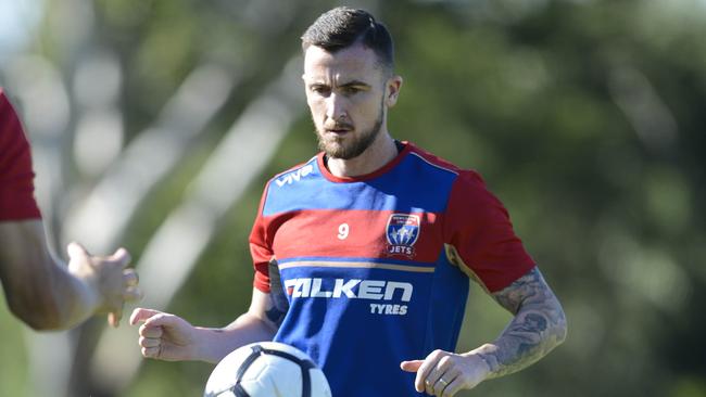 Newcastle Jets striker Roy O'Donovan is due to make his return from a long-term ban against the Mariners. Picture: Darren Leigh Roberts