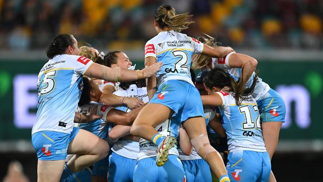 The Titans have come out on top of the Broncos, after slotting a field goal in golden point at The Gabba. Picture: Getty Images.