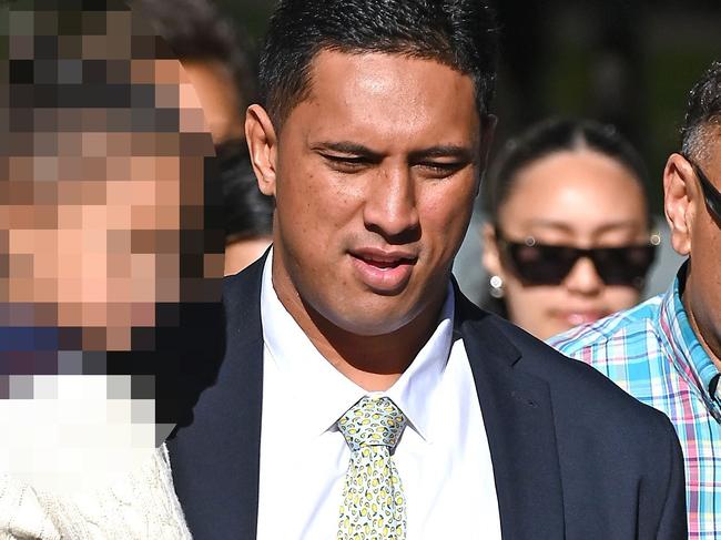 BRISBANE, AUSTRALIA - NewsWire Photos JUNE  4, 2025: Former Queensland and Gold Coast Titans player Oshae Jackson Tuiasau avives to Brisbane Supreme court with family and friends.Picture: NewsWire / John Gass