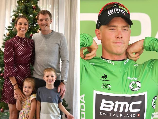 Rohan Dennis with Melissa Dennis and their children. Photo: Instagram, @rohandennis and Doug Pensinger/Getty Images.