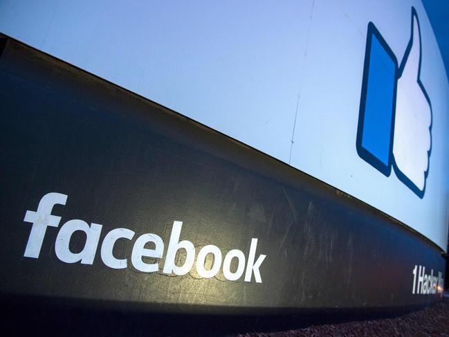 A sign at the entrance to Facebook's corporate headquarters in Menlo Park, California. Picture: AFP