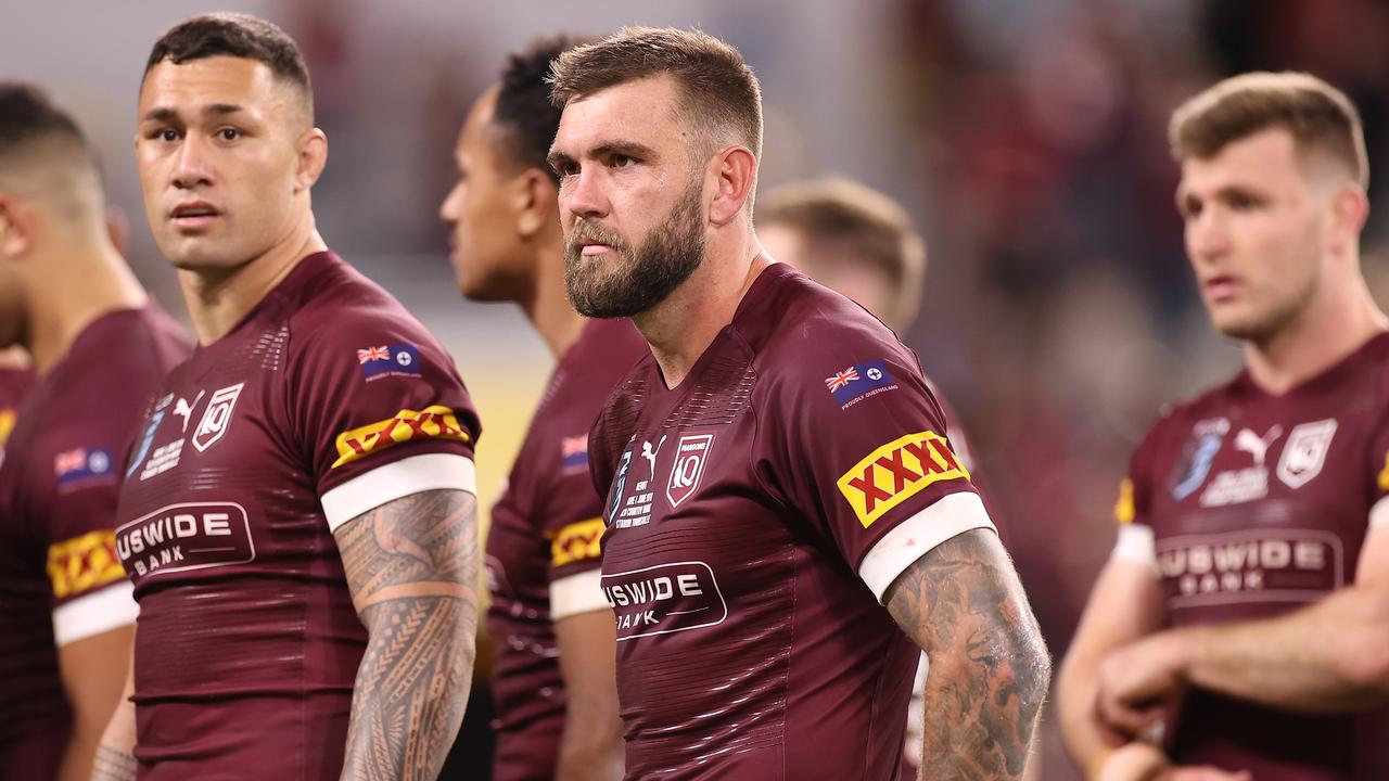 TOWNSVILLE, AUSTRALIA - JUNE 09: Kyle Feldt of the Maroons looks on after losing game one of the 2021 State of Origin series between the New South Wales Blues and the Queensland Maroons at Queensland Country Bank Stadium on June 09, 2021 in Townsville, Australia. (Photo by Mark Kolbe/Getty Images)