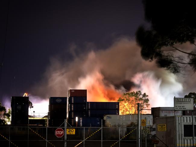 The blaze continues to burn well in to Wednesday night. Picture: Tony Gough