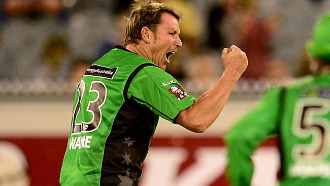 Melbourne Stars v Sydney Sixers,MCG,Shane Warne celebrates his second wicket,