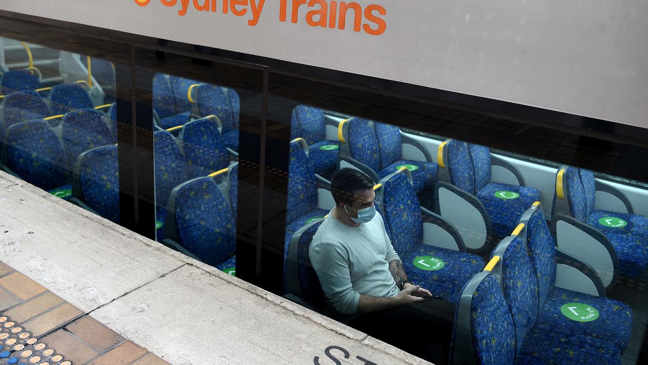 With city services to run at 75 per cent capacity, and regional trains at 100 per cent, commuters will no longer be urged to sit apart from each other, the NSW government has announced. Picture: NCA NewsWire/Bianca De Marchi