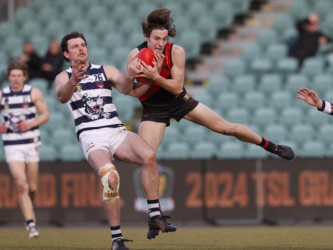 Brandon Leary takes a mark. Picture: Nikki Davis-Jones