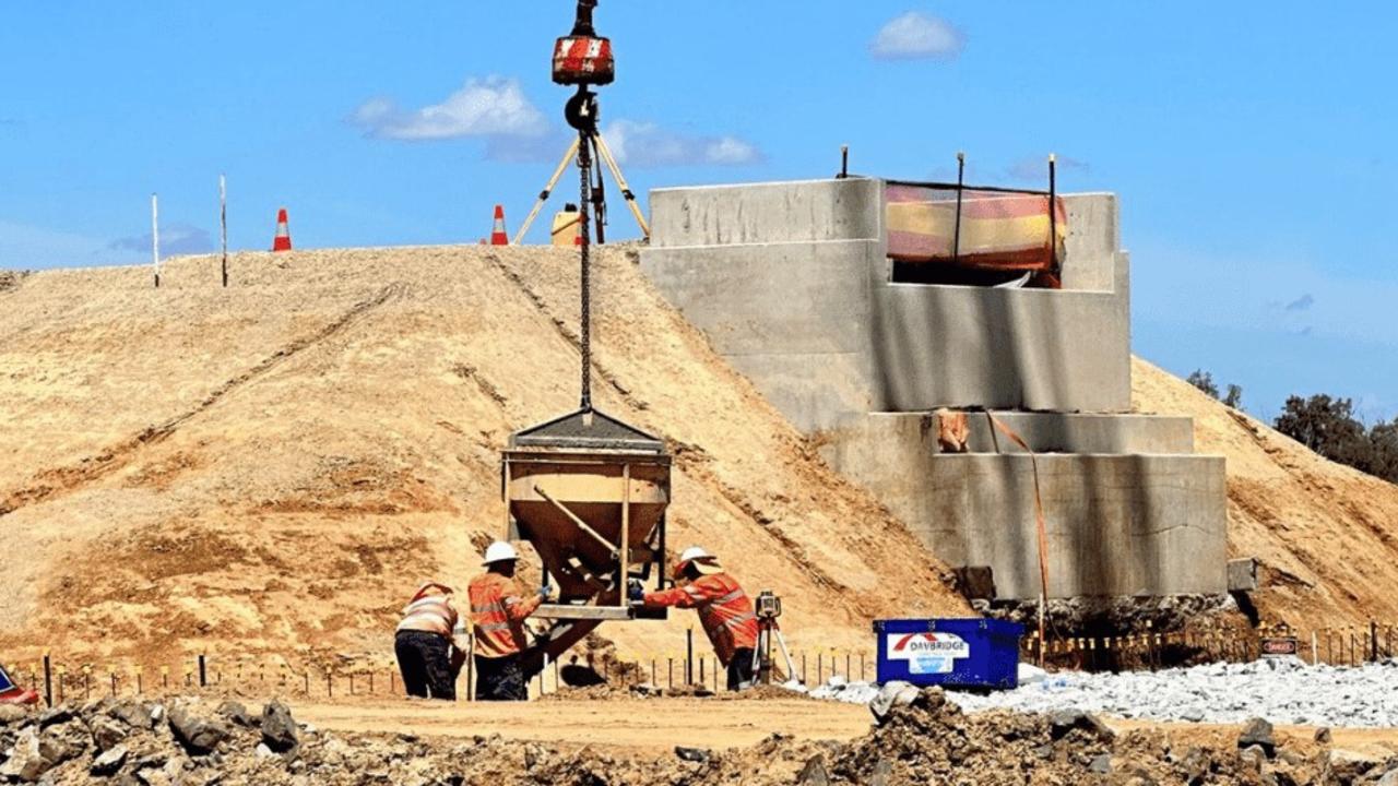 Bridge construction on the 19km rail corridor for the Pembroke Olive Downs mine in May 2023. Picture: Contributed