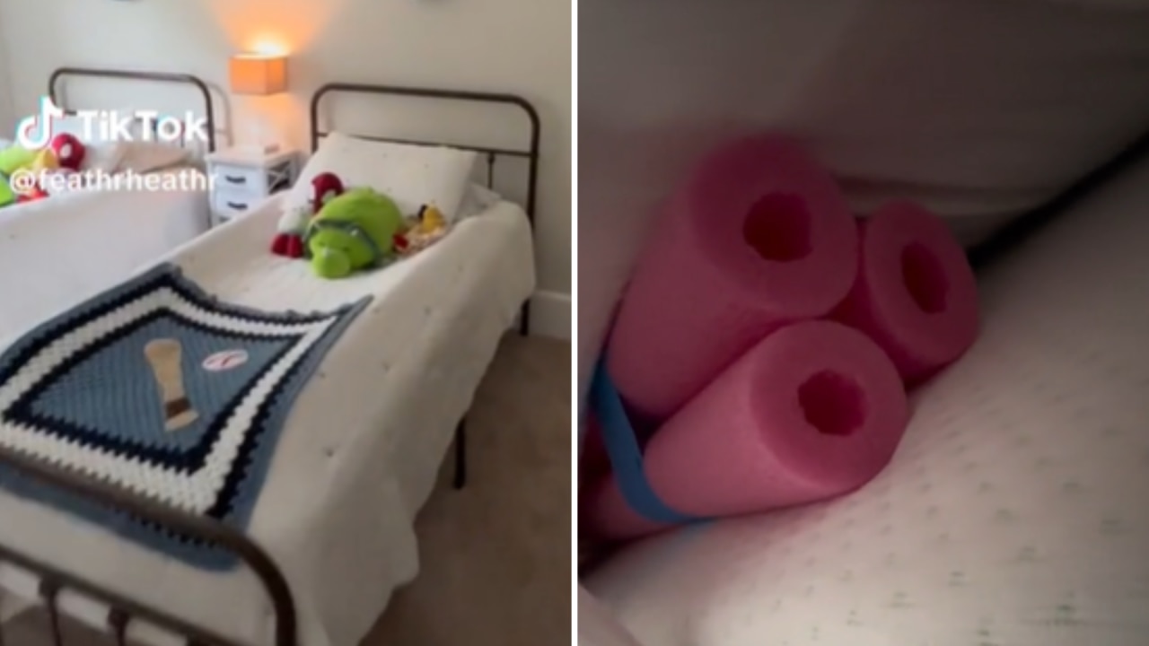 DIY Toddler Bed Rails from Pool Noodles - The Kim Six Fix