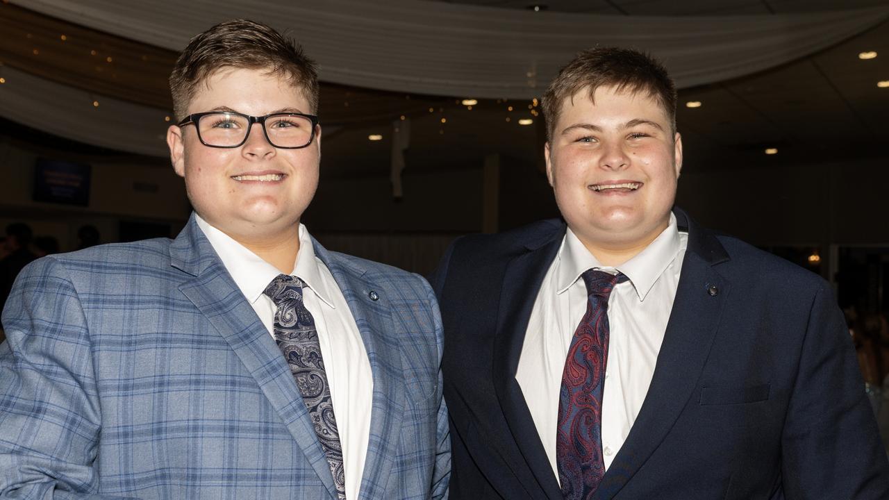 Twins Noah and Taj Newman at Sarina State High School Year 12 Formal Wednesday 16 November 2022. Picture: Michaela Harlow