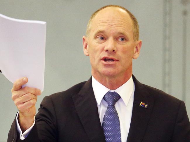 Premier Campbell Newman speaking in Queensland Parliament on Tuesday 6 May 2014. Pics Tara Croser.