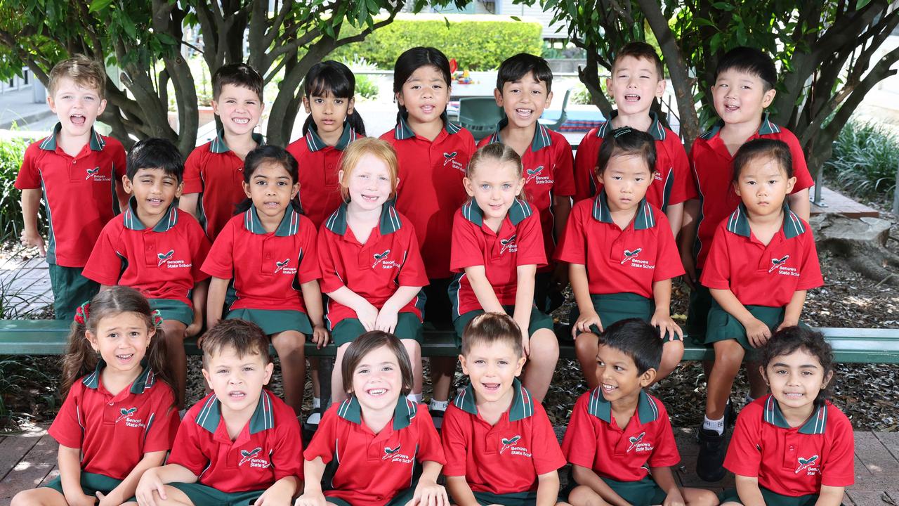 My First Year: Benowa State School Prep B. Front row: Frankie, Kaden, William, Leon, Thinuja, Varenya. Middle row: Ved, Liesel, Willow, Skye, Ruth. Madelyn. Back row: Reilly, Liam, Anagha, Saira, Samarveer, William, Max. Picture Glenn Hampson