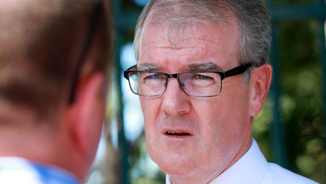 Leader of the NSW opposition Michael Daley has told Alan Jones he will sack the entire board of the SCG Trust, if elected. Picture: Angelo Velardo