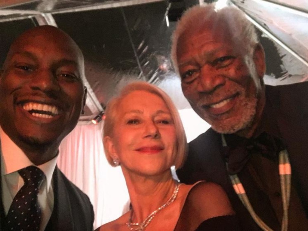 Tyrese Gibson with Helen Mirren and Morgan Freeman ... "I'm in #Selfies competition and I don't think annnnnyyyoooone is gonna beat these..... #GoldEnGlobes I walked with my legendary grandparents..... Say hello!" Picture: Instagram