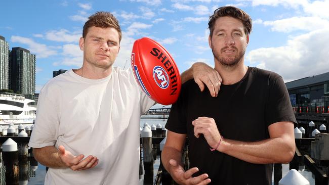 Heath Shaw and Dale Thomas will go head-to-head over footy’s greatest rivalry. Picture: Michael Klein