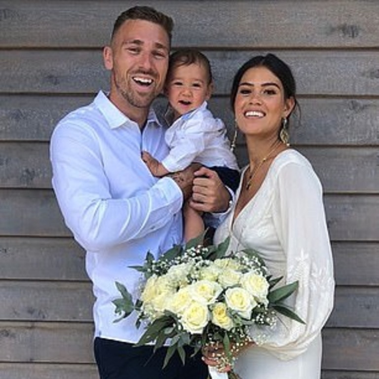 Bryce Cartwright with wife Shanelle and son Koa.