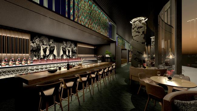 Artist impression of Adelaide Casino’s planned Huami restaurant, which it says will be Adelaide’s finest Chinese restaurant. Huami will offer three private dining rooms and showcase a 1200-bottle wine wall.