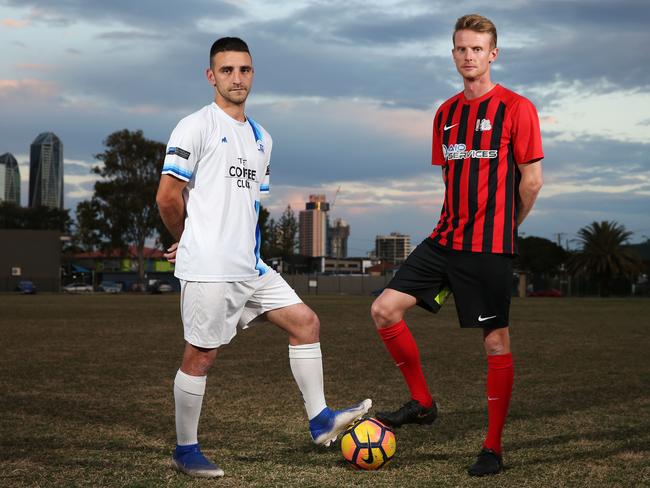 The Gold Coast Premier League football finals start this weekend. The  captains,, Bruno Rodriguez (Surfers Paradise),  Matt Noble (Burleigh Heads),are ready. Picture Glenn Hampson