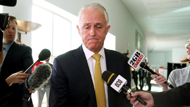 PM Malcolm Turnbull speaking to media about the senate after attending a Refugee Week Event at Parliament House in Canberra. Picture Kym Smith