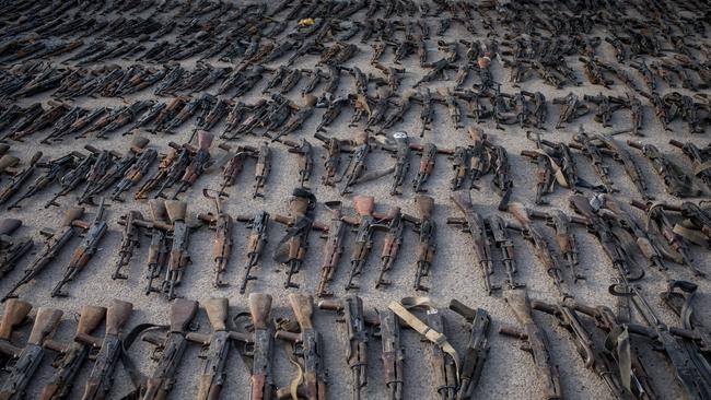 Islamic State weapons seized by US-backed forces. Picture: Getty