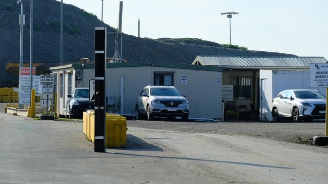 Images of the site where a woman’s body was found inside a waste management facility at the green waste facility on Cooper Street in Epping. Picture: NewsWire / Luis Enrique Ascui