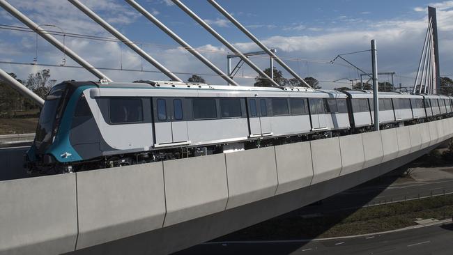 The first of the Sydney Metro trains being tested.