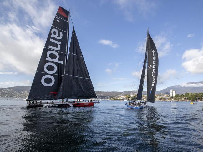 LawConnect wins the 2023 Rolex Sydney Hobart yacht race after a close finish with 2nd place Andoo Comanche. Picture: Chris Kidd