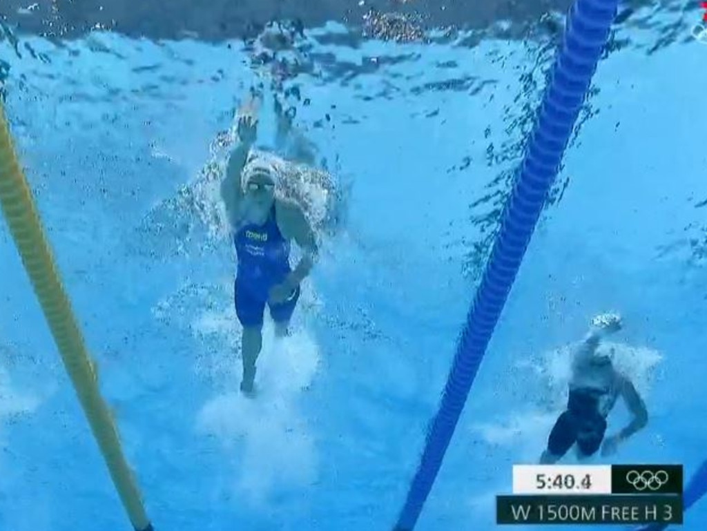 History was made on day three of the Olympics with the first women's 1500m freestyle event. Picture: Channel 7.