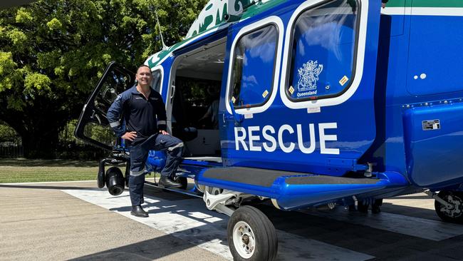 TCHHS medical superintendent doctor Preston Cardelli with the service's new rescue Leonardo AW139 helicopter. Picture: Arun Singh Mann