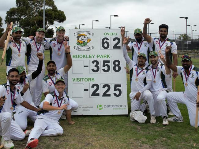 Buckley Park celebrates its Luscombe Shield premiership.