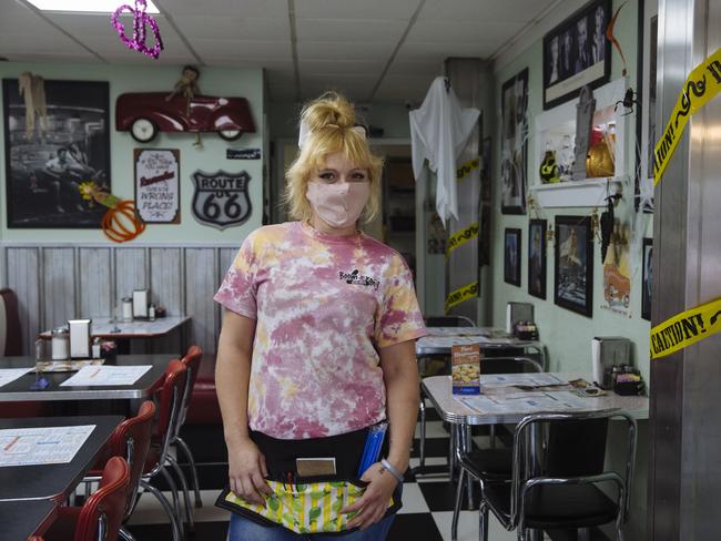 Crystal Combs, 25, a waitress at the Boom-A-Rang Diner in Chandler, Oklahoma. Picture: Angus Mordant for News Corp Australia